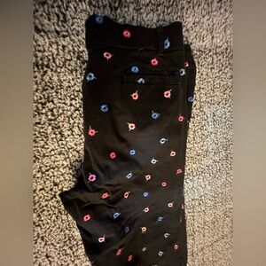 Monki Black Pants with Pink Floral Accents Vintage y2k style 2000s